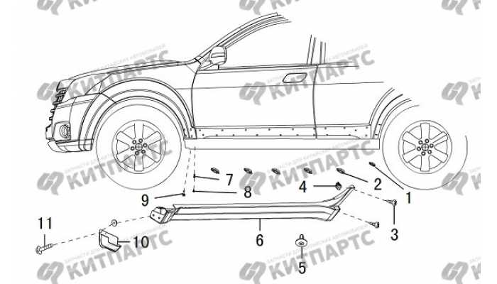 Накладка порога внешняя Great Wall Hover H3 New